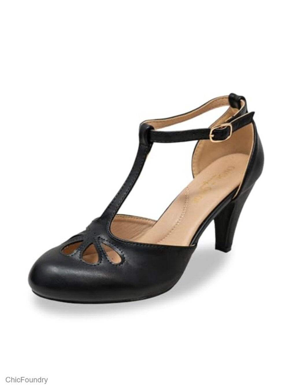 Retro Mary Jane Pumps Low Kitten Heels T-Strap Ankle Stitch Shoes Women's